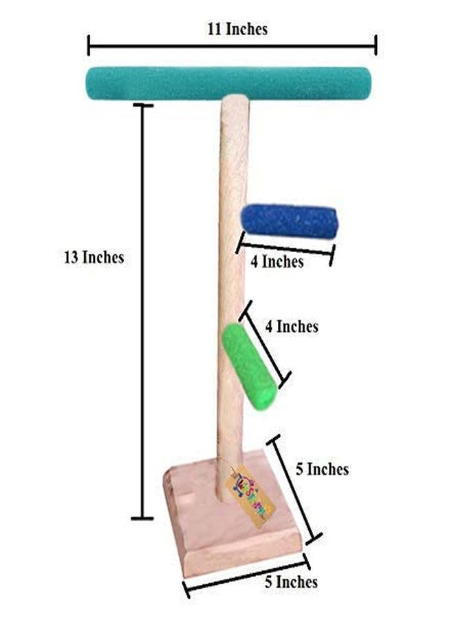 Western Era 13" / 33 cm Natural Wood Training Cum Exercise 2 Stairs Playful Perch Bird Full Sand Stand / Bird Toy(1Pcs) - Image 3